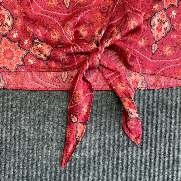 Rachel Zoe Pink Paisley Tie Front Blouse Women's Size S - Picture 3 of 11